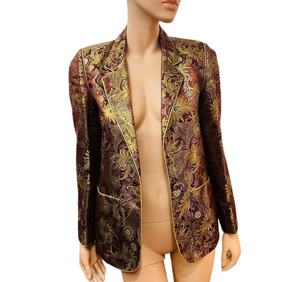 Vintage 80s Charlotte Ford II Metallic Gold and Red Jacket Blazer Size Small - Picture 8 of 14